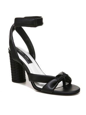 FRANCO SARTO Womens Black Woven Oma Round Toe Block Heel Dress Heeled Sandal 7 M