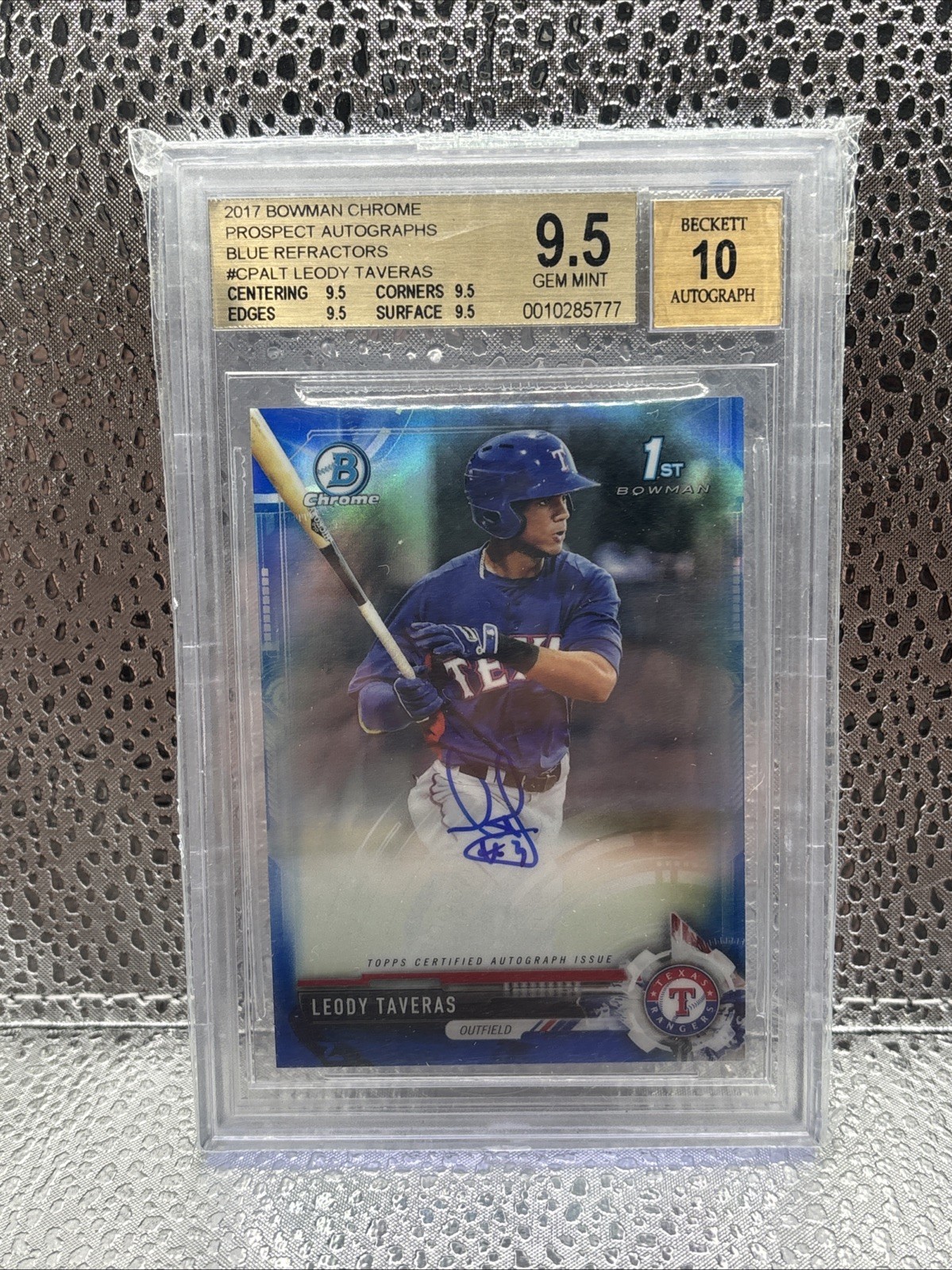 LEODY TAVERAS 2017 BOWMAN CHROME 1ST AUTOGRAPH Blue AUTO /150’ BGS 9.5 MLB