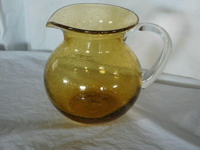 mid century modern eames era controlled bubble glass pitcher vintage Blenko MCM