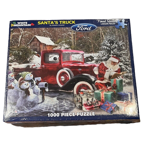 NISB White Mountain Santa's Ford Truck 1000 Piece Jigsaw Puzzle By Robert Kramer - 第 1/3 張圖片
