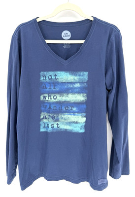 Life Is Good Women's Long Sleeve Not All Who Wander Crusher T Shirt Size XL