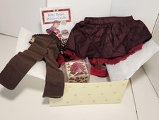 American Girl Bitty Twins Winter Outfit Set -Book   Skirt, Tights  Accessories