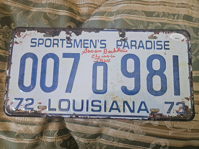 JAWS Louisiana rusted license Plate Autographed by 1st Victim JSA ...