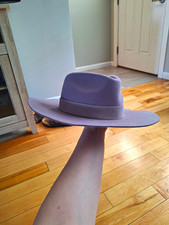 Anthropologie Purple Wool Felt Fedora Hat Wide Brim Solid Women&rsquo;s Size M