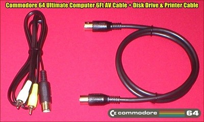 6Ft AV Cable & 1541 Disk Drive Serial Cable for Commodore 64 Ultimate Computer