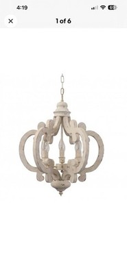 Oaks Aura Cottage Chic Crown Wood Chandelier, 6-Light Farmhouse FC4002 no Chain