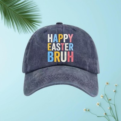 Happy Easter Bruh Colorful Washed Baseball Cap Adjustable Unisex