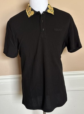 Versace Medusa Black/Gold Piquet Cotton Polo Shirt 3XL 1012260 NWT