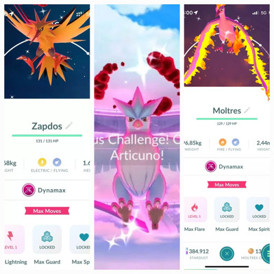 All 3 Level 50 Shiny Dynamax Articuno - Zapdos - Moltres - Pokemon Trade Or PTC