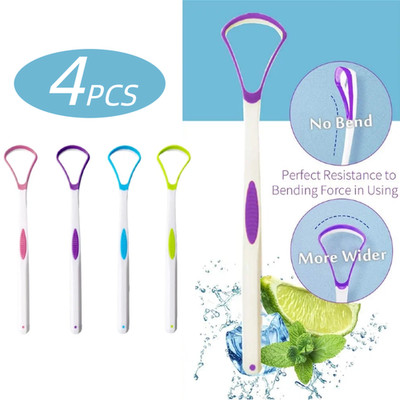 4 Pcs Tongue Scraper Cleaners  Oral Hygiene Tool for Adults & Kids, Fresh Breath