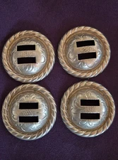 4 Vtg German Silver Scalloped Headstall Bridle Slotted Conchos - 2 Pair Simco?