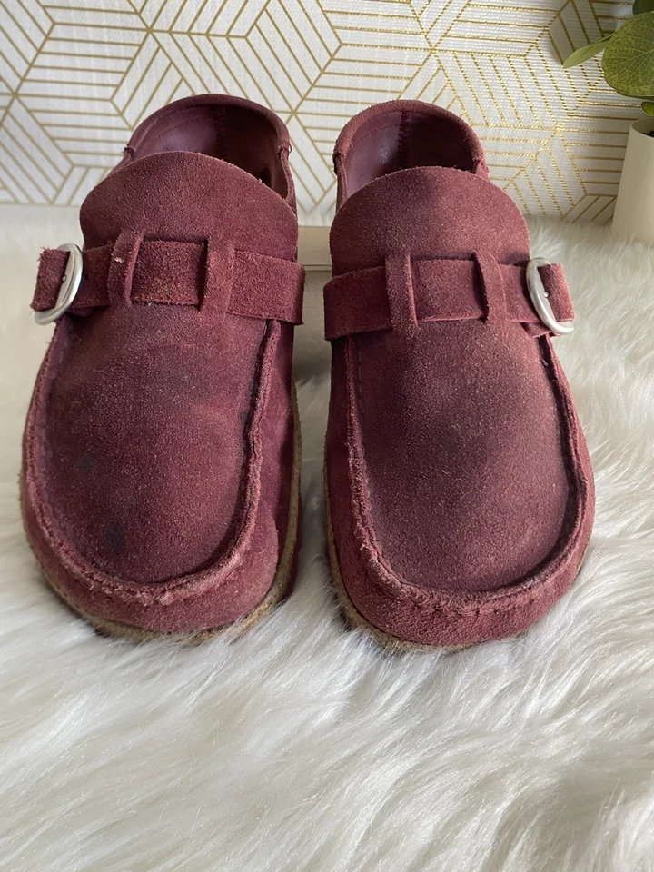 Birkenstock Women’s Maroon Clogs Buckley Suede Size 8 - 8.5 US Size 39 EU Good - Image 4 of 4