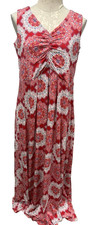 Talbots Medallion Batik Pattern Maxi Dress Sleeveless Empire Waist Red Size 1X