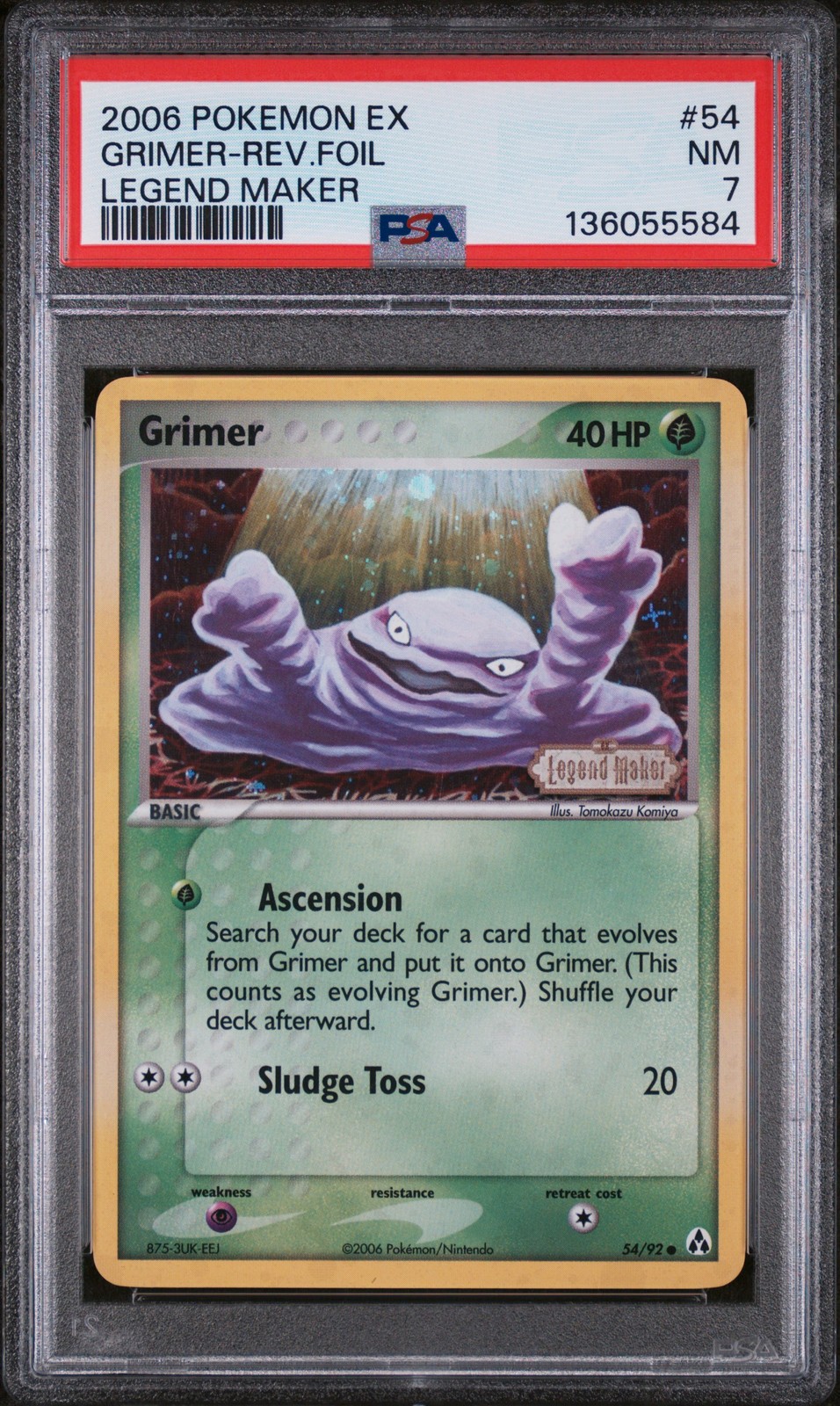 2006 POKEMON EX LEGEND MAKER #54 GRIMER-REVERSE FOIL PSA 7
