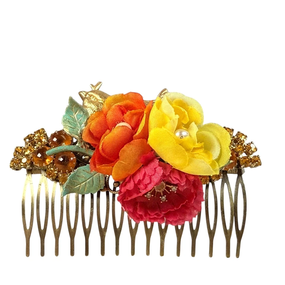 Peine de pelo boho nupcial horquilla floral accesorio de boda joyería vintage Foto 4 de 4