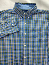 Chaps Shirt Mens Medium Plaid Long Sleeve Button Up Stretch Easy Care