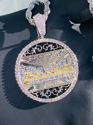 #ad Men#x27;s Silver Big Round The Last Supper Family Dinner CZ Iced Pendant Rope Chain $45.99