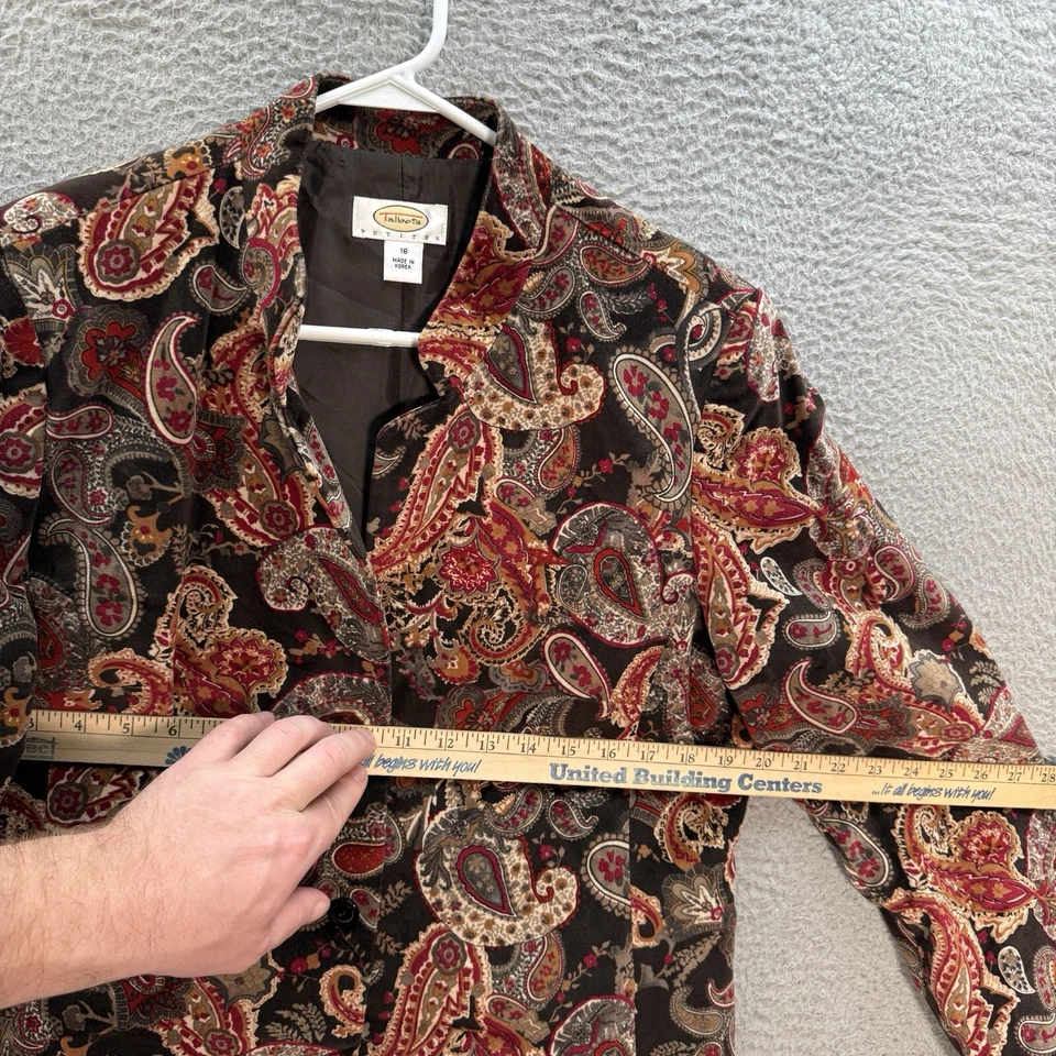 Vintage Talbots Jacket Womens 16 Multicolor Paisely Blazer Coat Silk Blend Artsy - Image 3 of 4