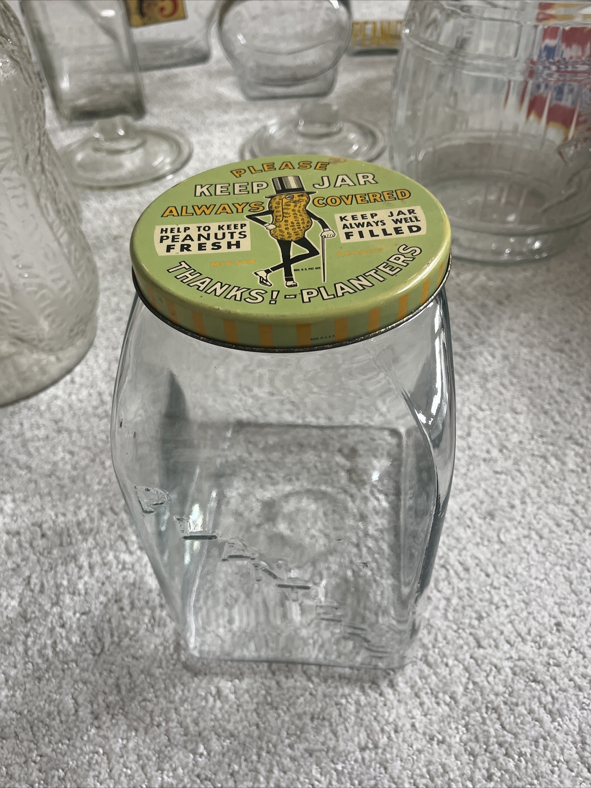 Vintage 1940 Planters Peanuts Leap Year Glass Jar Mr.Peanuts eBay