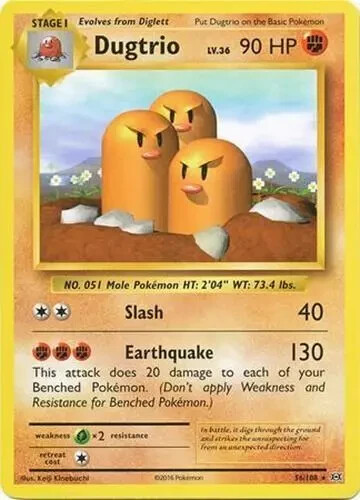 Dugtrio 56/108 Pokemon Evolutions XY Non Holo Rare Card NM