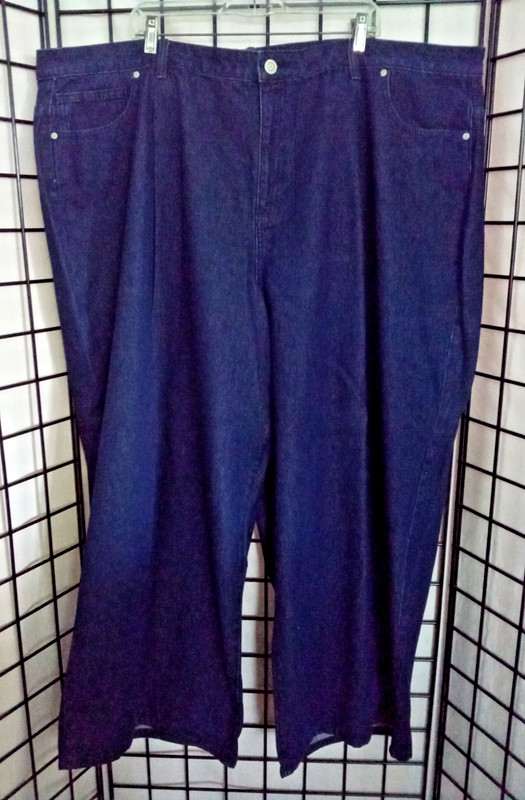 Eloquii Pleated Blue Jeans,Wide Legs  Plus sz 26W