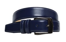 Image of 7910 - Toneka Men's Cordovan, Navy & Tan Stitched Feather Edge Dress Belt