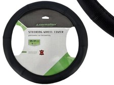 Lenkradbezug Lenkradhülle 35-37 cm PKW Auto Lenkradschoner ECHTES LEDER Schwarz