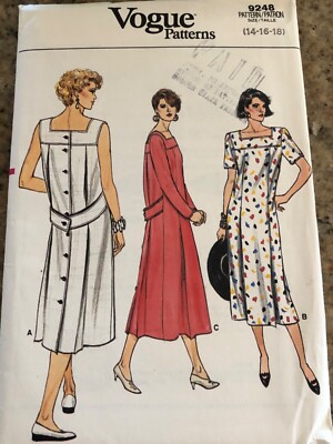 VOGUE #9248 - LADIES LOOSE SQUARE NECKLINE (3 STYLE) DRESS PATTERN 14-18 FF  | eBay