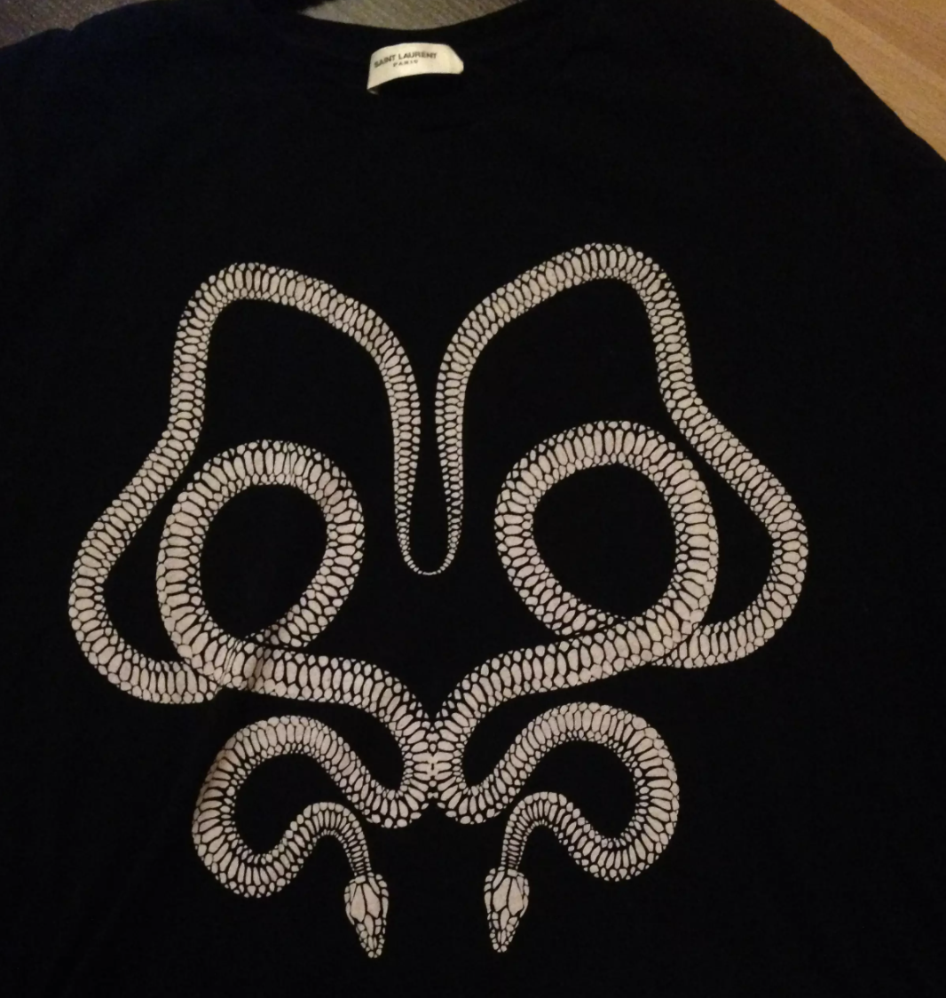 T shirt maglia Saint Laurent stampa serpente cotone taglia MED hedi slimane