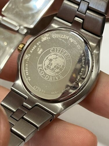 Citizen Eco-Drive Watch Men 35mm Silver/Gold Tone E111-K15699 Tested & Working - Picture 9 of 9