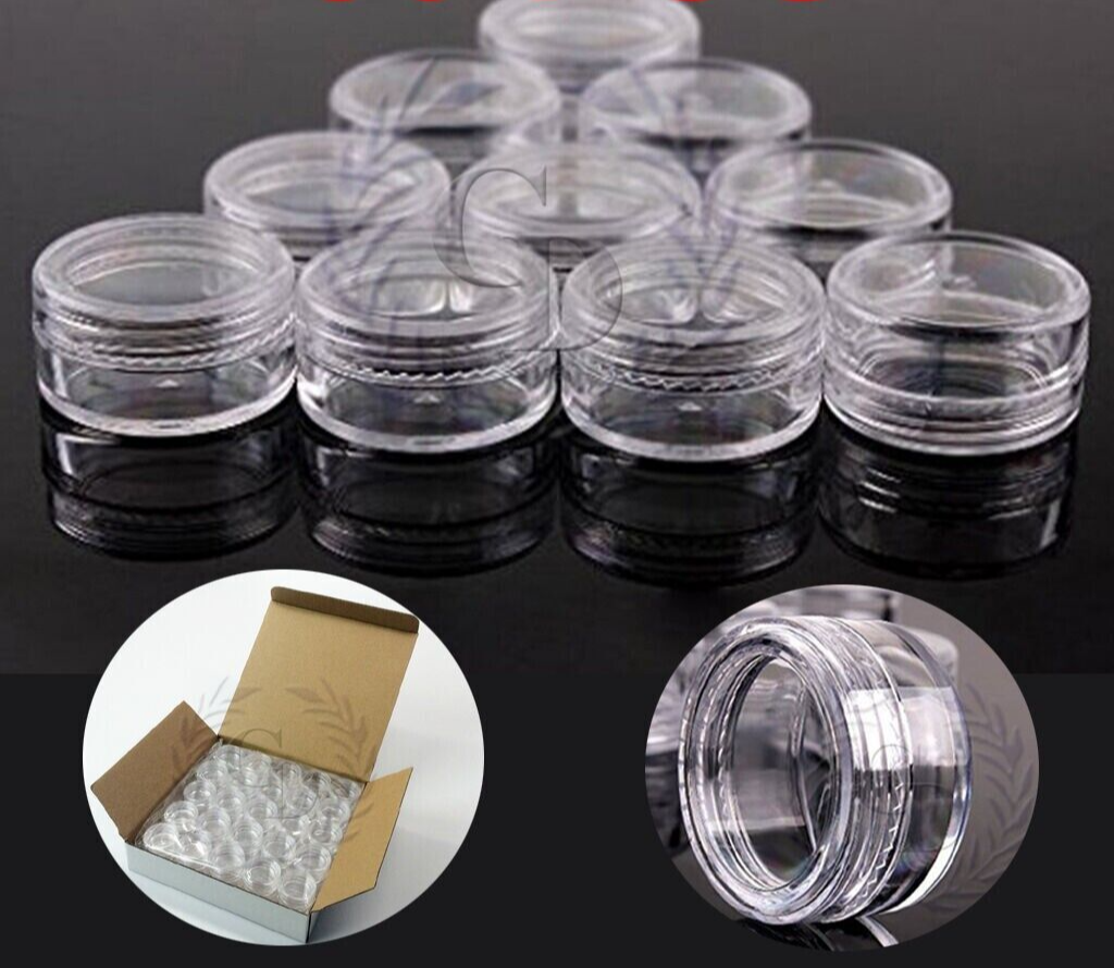 tobacco 12.5 g 100 Clear Small 5g GR/mL Plastic Jars for Cosmetics Container Pot Cream  Tobacco