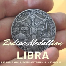 Libra Zodiac Medallion | Gift for Astrology Fans | 1.50" Coin, Cap & Stand