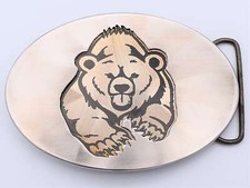 Brown Bear Grizzly Handmade Steel Belt Buckle