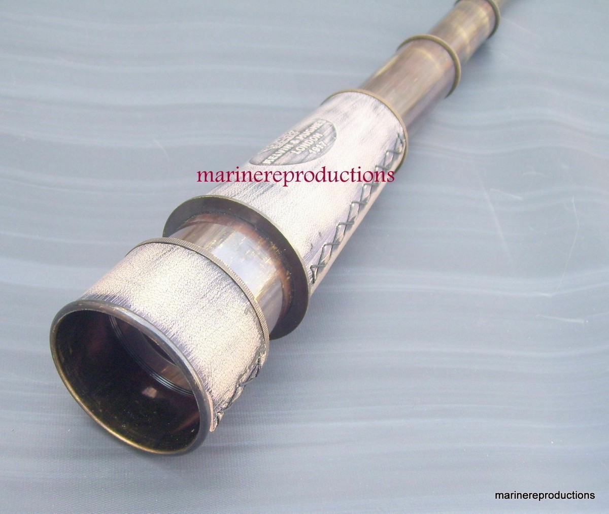 Longue-vue Télescope Style Victorien – Kelvin & Hughes – Cuir Et Laiton – Reproduction