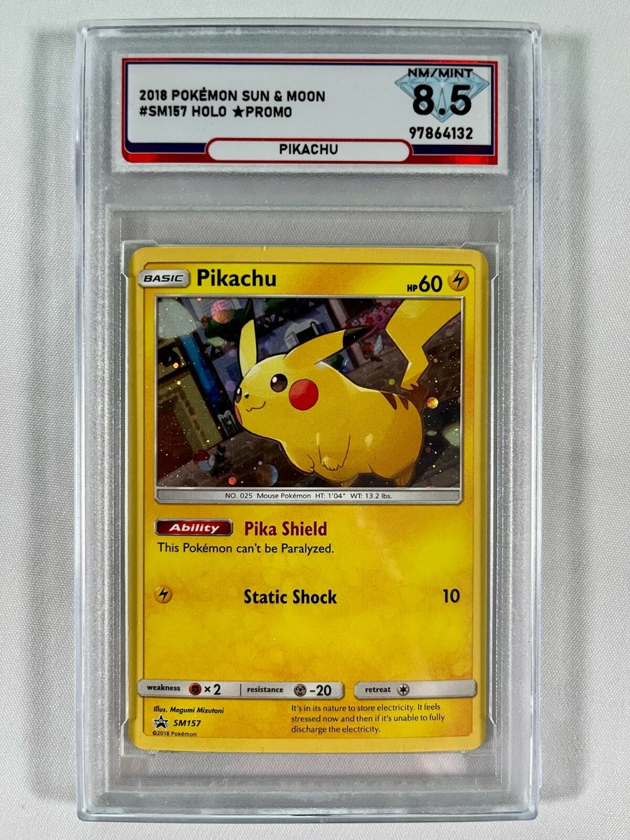 あ*し様 ピカチュウ 2018 P.M. JPN. SM PROMO 2018 Pokémon Sun & Moon Pikachu Holo PROMO #SM157 Graded NM-MT 8.5
