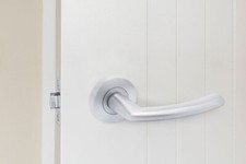 Internal Chrome Door Handles Set on Rose Modern Polished Satin Pairs