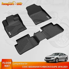 Floor Mats Liner for 2016-2021 Honda Civic Sedan Coupe Hatchback TPE All-Weather