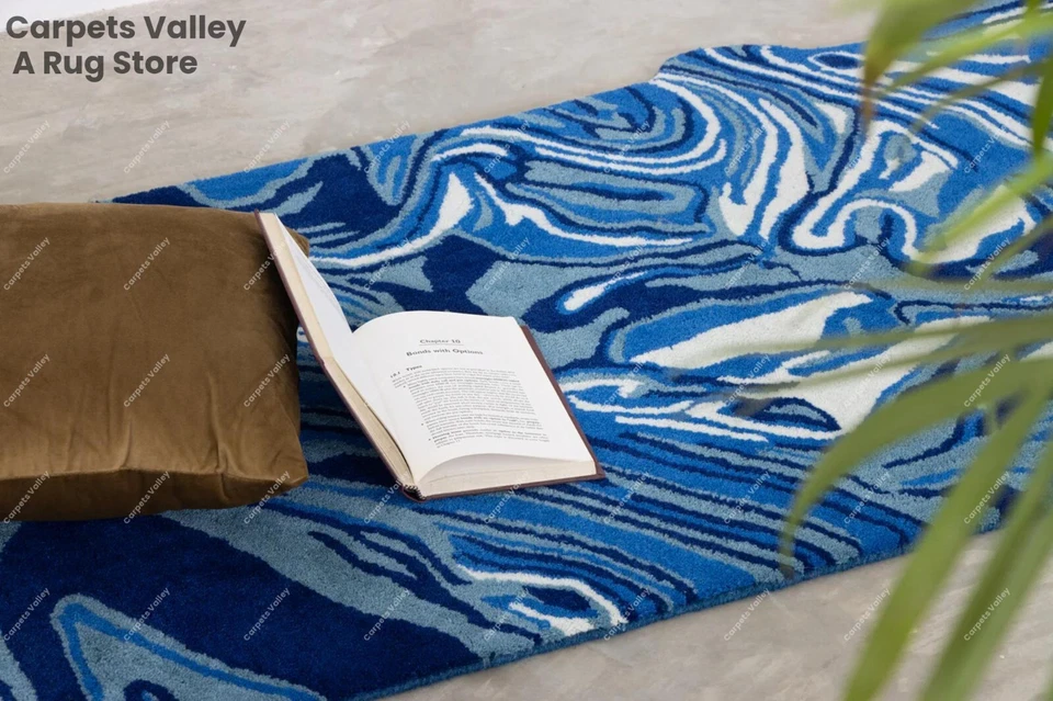 Melting Ocean Runner Hand-Tufted Wool Handmade Area Rug Carpet for Home, Bedroom - Image 2 of 4