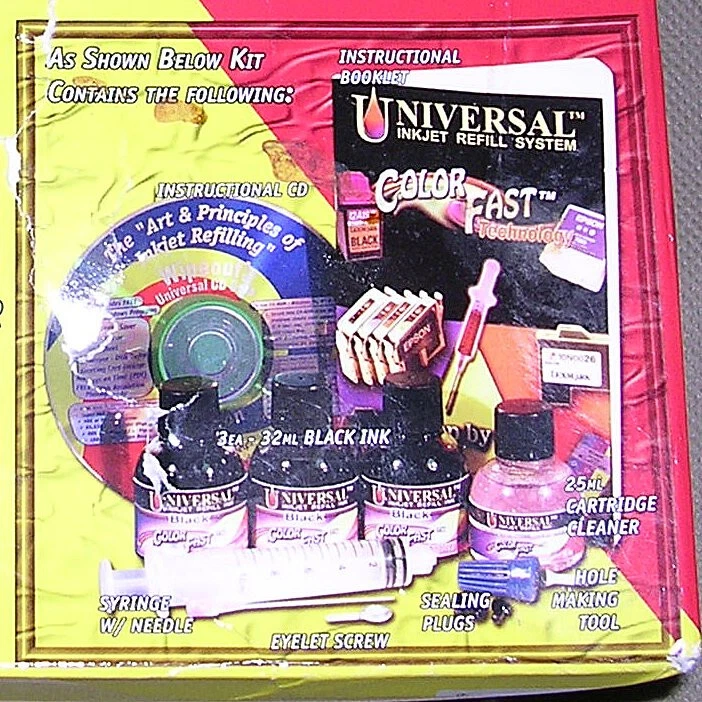 Kit de recarga universal negro para cartuchos de impresora de inyección de tinta (tinta 96 mls) NUEVO SELLADO Foto 2 de 4