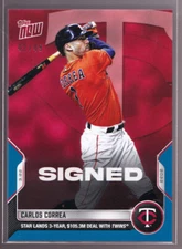 Carlos Correa Astros FREE AGENT Signed TWINS 2022 Topps Now ST-12 Blue 42/49