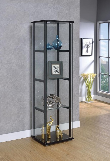 Glass Curio Cabinet Tower Door Display Shelves Showcase Porcelain