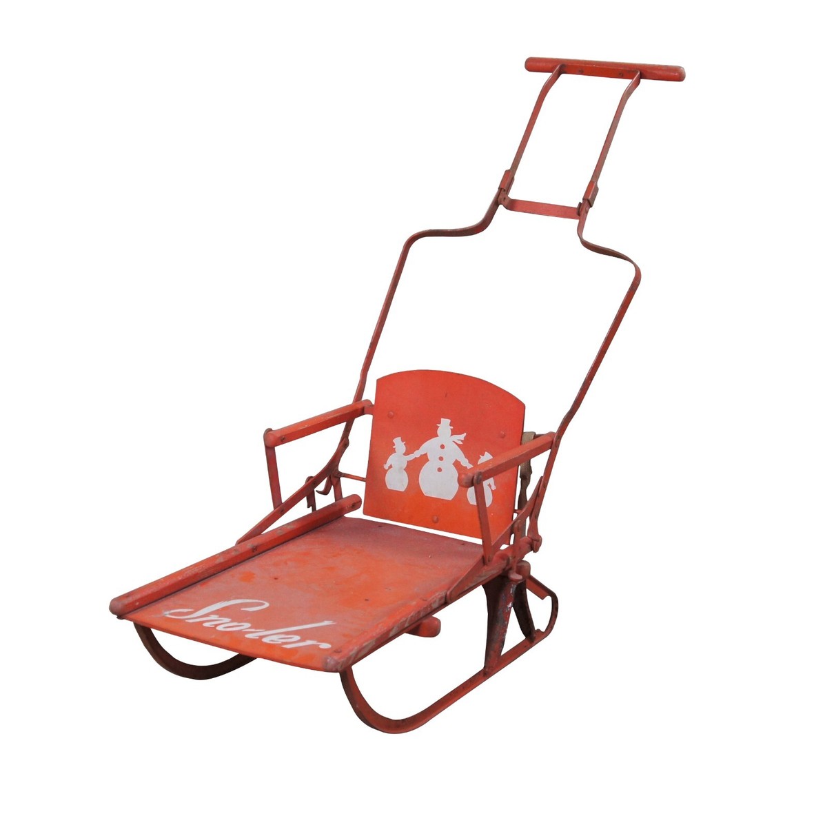 Mid Century Sno-Ler Folding Winter Children's Snow Sled Push