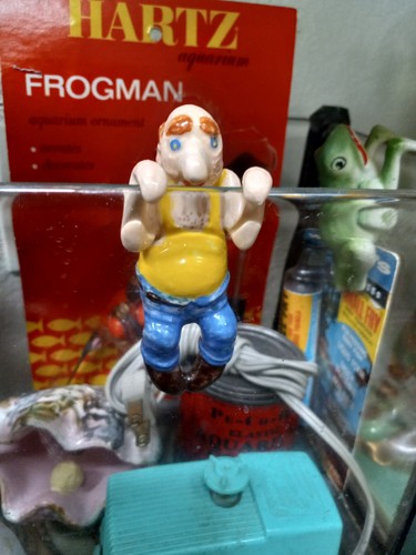 Vintage Old Ceramic Aquarium Fishbowl Climbing Bald Man Fish Tank Hanger