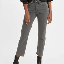 Levi's Wedgie Jeans Straight Fit  Gray Wash High Rise Button Front Sz 27 Western
