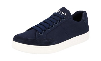 PRADA Wildleder Canvas Downtown Sneaker 4E3525 Denim Navy Blau NEU -  6 40