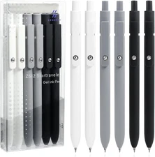 UIXJODO 6 Pcs Gel Pens 0.5mm Quick Dry Black Ink Pens Fine Point Smooth Writing