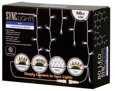 8 Functions Sync Christmas Icicle LED Lights 80 Ct LED Mini String Blue
