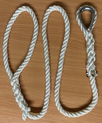14 mm x 3 Strang Nylonseil Festmacherriemen, mit galv Fingerhutöse, Boot, Yacht