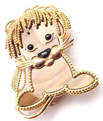 Van Cleef & Arpels 18k Yellow Gold Onyx Tiger Eye Lucky Animals