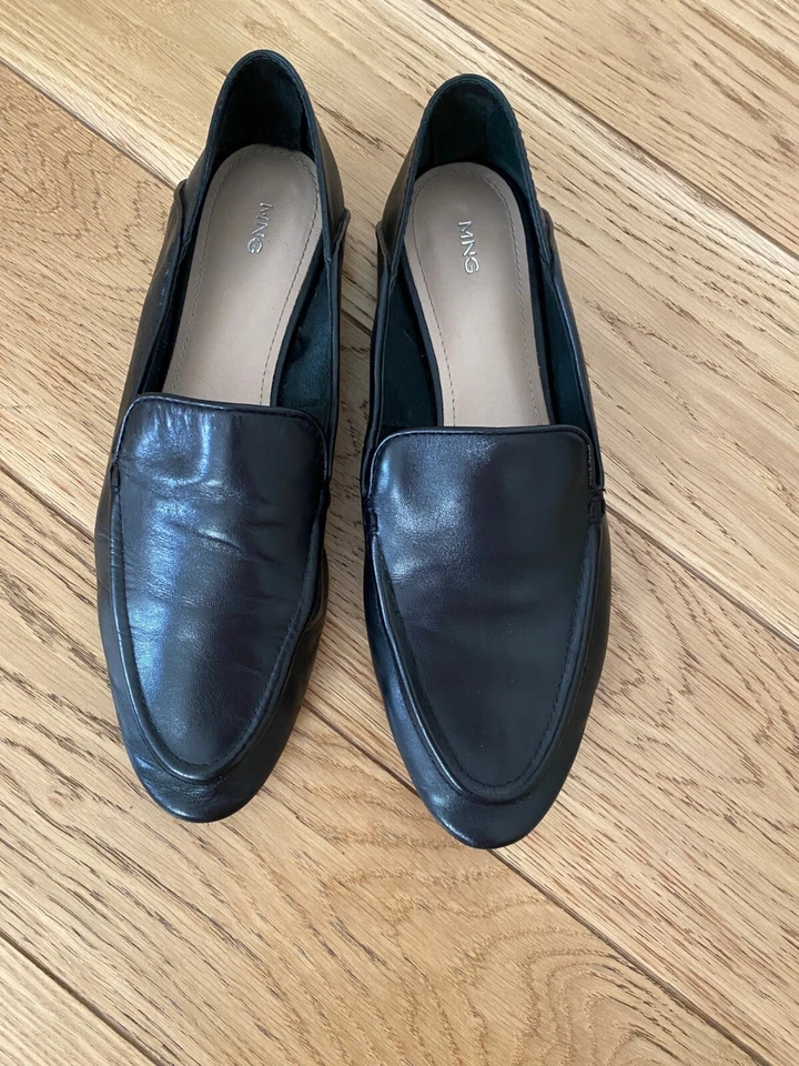 Mango Femme Mocassins Loafers en cuir Souple Noir Taille 38 - Photo 3/4